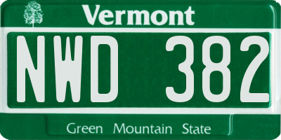 VT license plate NWD382