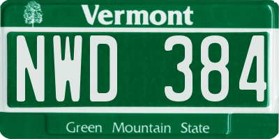 VT license plate NWD384