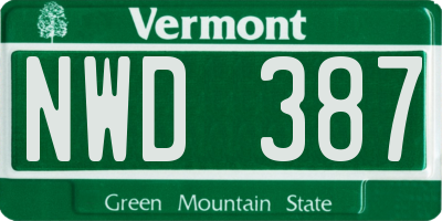 VT license plate NWD387