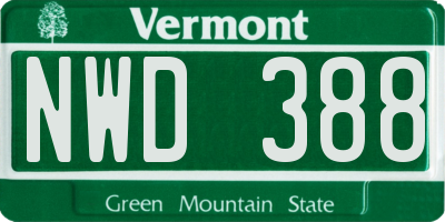 VT license plate NWD388
