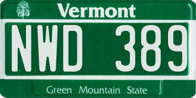 VT license plate NWD389