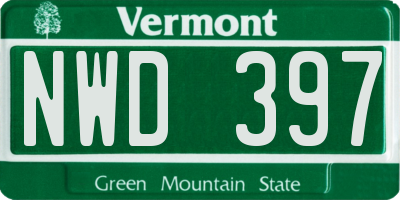 VT license plate NWD397