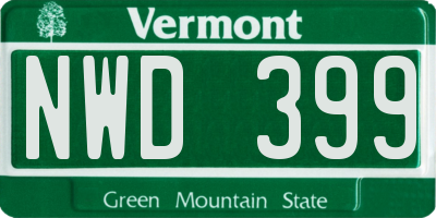 VT license plate NWD399