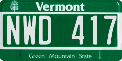 VT license plate NWD417