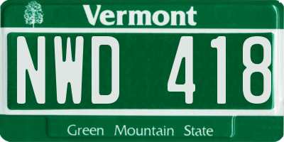 VT license plate NWD418