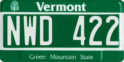 VT license plate NWD422