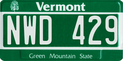VT license plate NWD429
