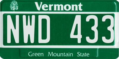VT license plate NWD433