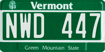 VT license plate NWD447