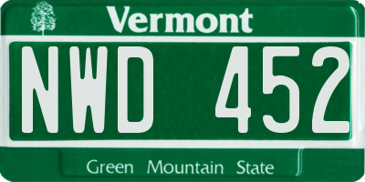 VT license plate NWD452
