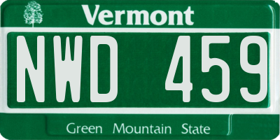 VT license plate NWD459