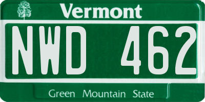 VT license plate NWD462