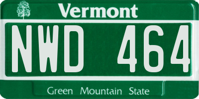 VT license plate NWD464