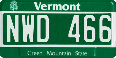 VT license plate NWD466