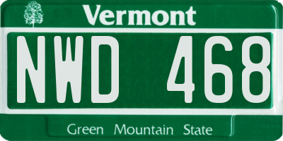 VT license plate NWD468