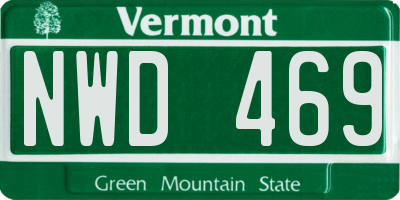 VT license plate NWD469