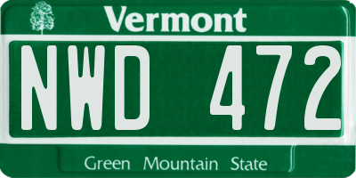 VT license plate NWD472