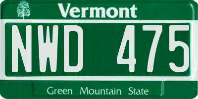 VT license plate NWD475