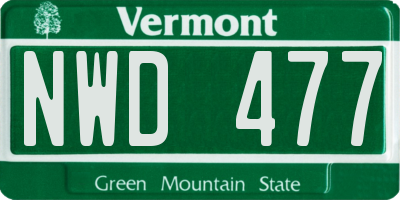 VT license plate NWD477
