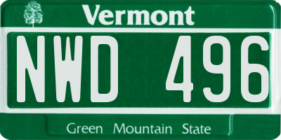 VT license plate NWD496