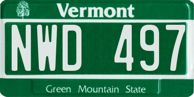 VT license plate NWD497