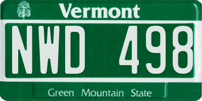 VT license plate NWD498