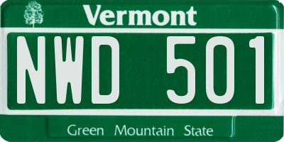 VT license plate NWD501