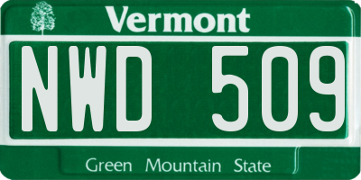 VT license plate NWD509