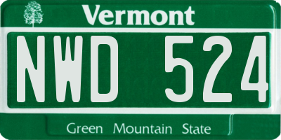 VT license plate NWD524