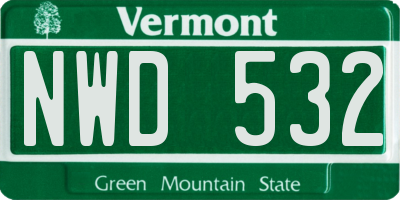 VT license plate NWD532