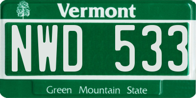 VT license plate NWD533