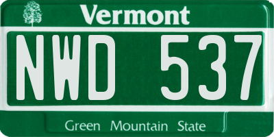 VT license plate NWD537