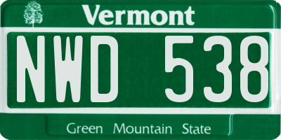 VT license plate NWD538