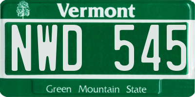 VT license plate NWD545