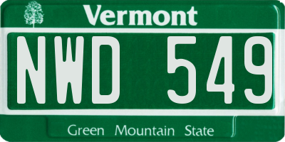 VT license plate NWD549