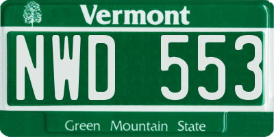 VT license plate NWD553