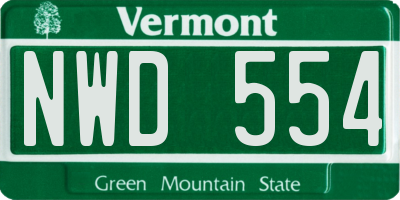 VT license plate NWD554