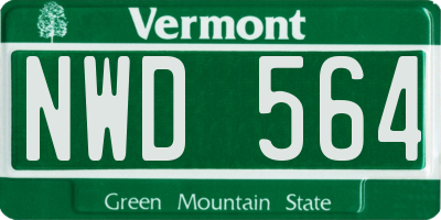 VT license plate NWD564