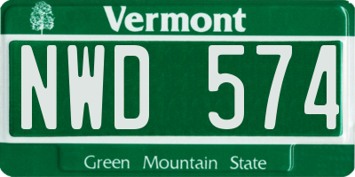 VT license plate NWD574