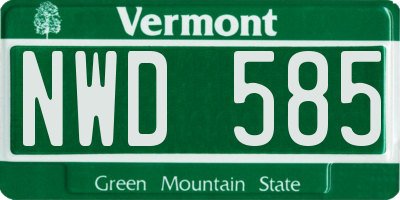VT license plate NWD585