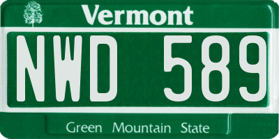 VT license plate NWD589
