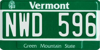 VT license plate NWD596
