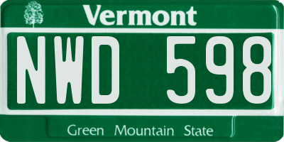 VT license plate NWD598