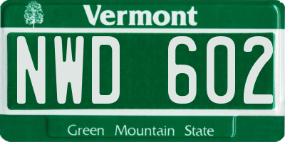 VT license plate NWD602