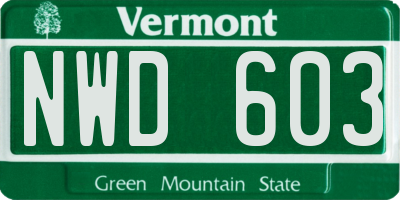 VT license plate NWD603