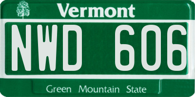 VT license plate NWD606