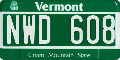 VT license plate NWD608