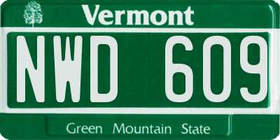 VT license plate NWD609