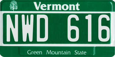 VT license plate NWD616