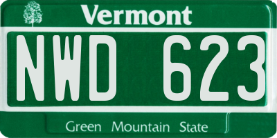 VT license plate NWD623